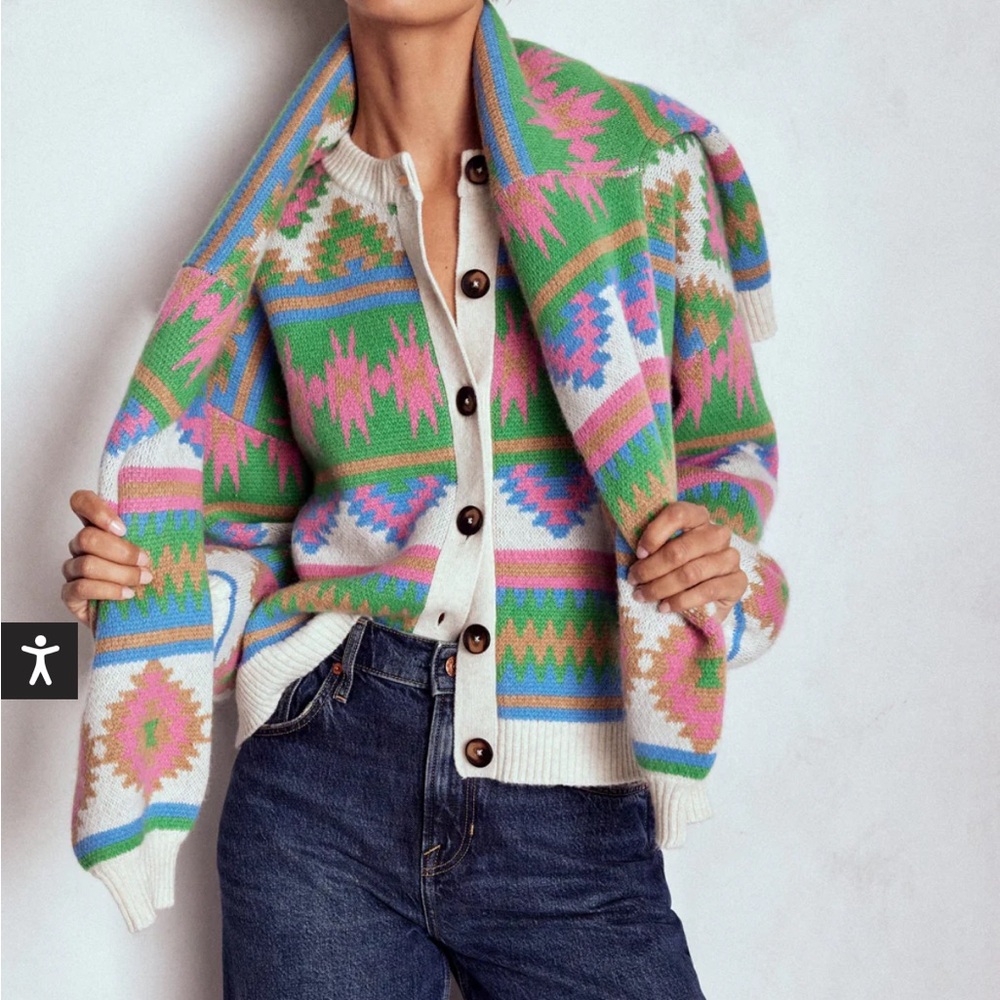 BODEN Abi Jacquard Cardigan (Aztec multi) SOLD OUT - Picture 5 of 9